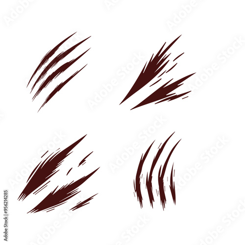 animal Claw scratches mark set.
