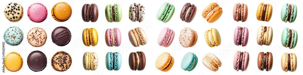 The macaroons are isolated on a white background, clipped using the clipping path, and the depth of field is full The macaroons are isolated on a white background, clipped using the clipping path, and the depth of field is full