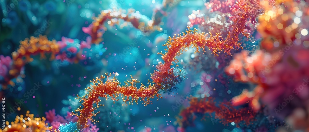 Dna helix with underwater, colorful, surreal Dna helix with underwater, colorful, surreal