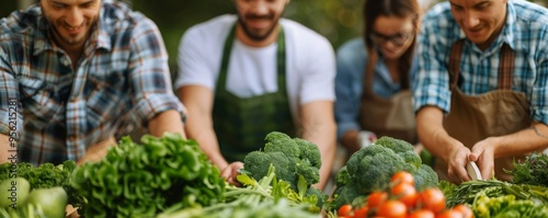 Wallpaper Mural Community members setting up a farmers' market, community engagement, supporting local agriculture Torontodigital.ca