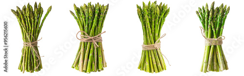 Clipping path, full depth of field, asparagus isolated on white background