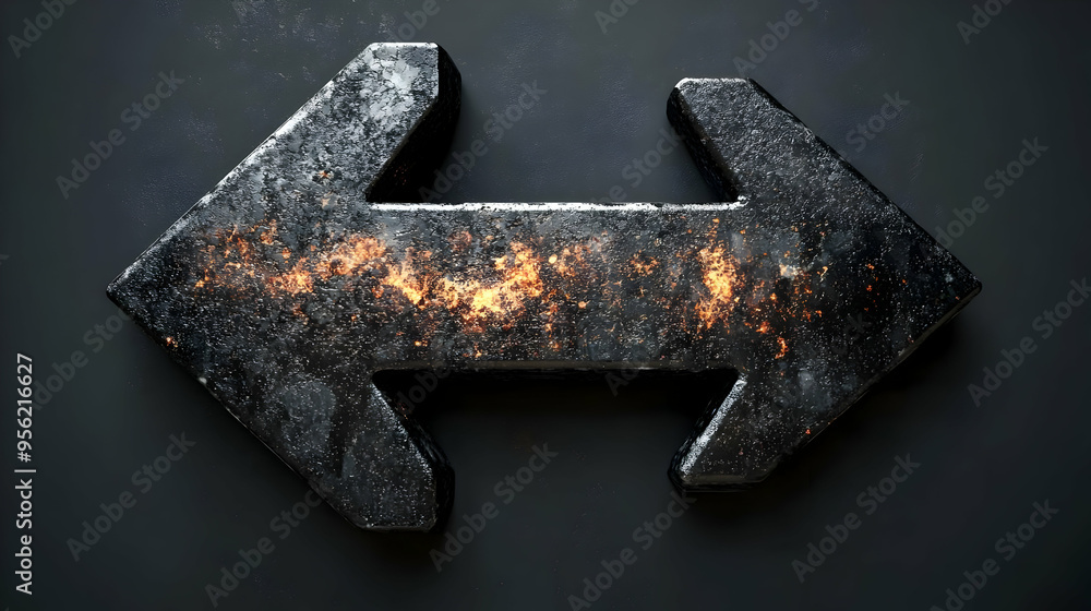Glowing Metal Arrow Symbol Direction Left and Right Glowing Metal Arrow Symbol Direction Left and Right