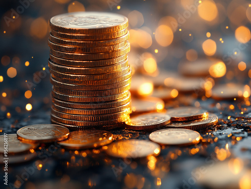 Obraz na płótnie Stack Money Business success growing concept, bokeh background, warm tone. w salonie