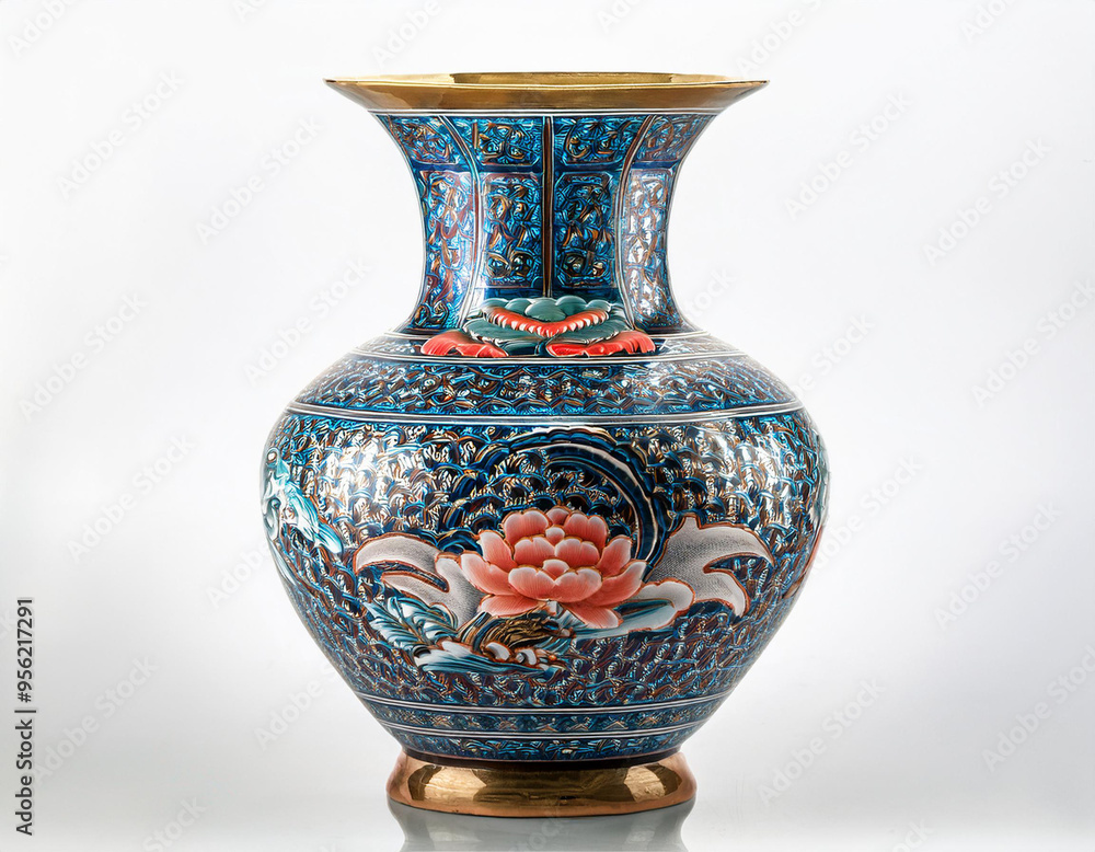 Yuan Dynasty Blue and White Dragon Jar isolated on white Yuan Dynasty Blue and White Dragon Jar isolated on white