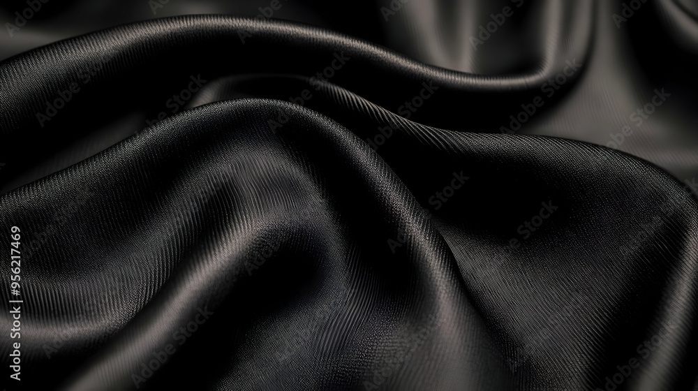 Fototapeta premium Black Satin Fabric Texture Background