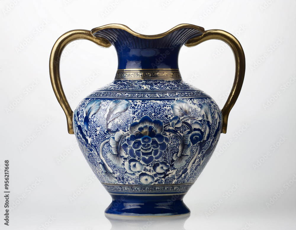 Yuan Dynasty Blue and White Dragon Jar isolated on white Yuan Dynasty Blue and White Dragon Jar isolated on white