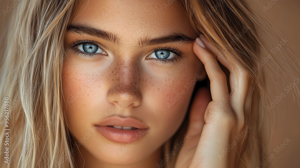 Close-Up Portrait of a Woman with Glowing Skin Close-Up Portrait of a Woman with Glowing Skin