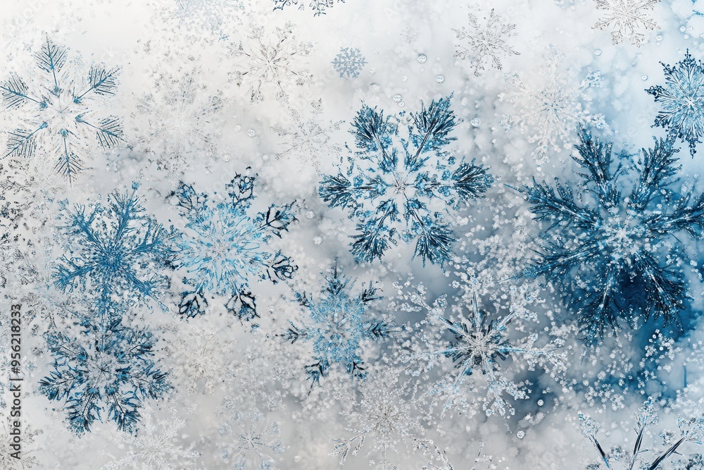 Delicate and intricate snowflakes float gracefully against a soft backdrop, evoking a serene winter atmosphere. Generative AI Delicate and intricate snowflakes float gracefully against a soft backdrop, evoking a serene winter atmosphere. Generative AI