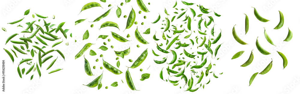 Emamame, green beans, falling from an isolated background, clipped path, full depth of field Emamame, green beans, falling from an isolated background, clipped path, full depth of field