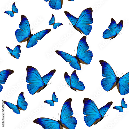 seamless pattern with blue butterflies design.