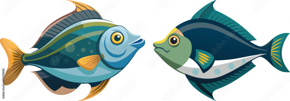 Fototapeta premium Halibut fish vector art