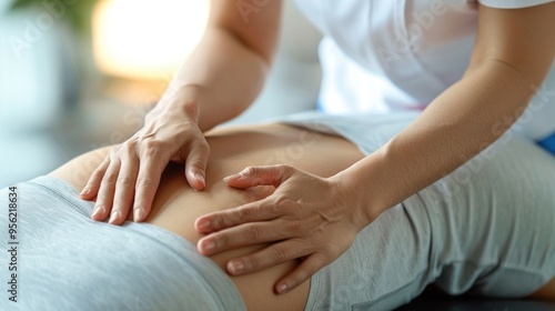 close-up of back massage with hands applying pressure 