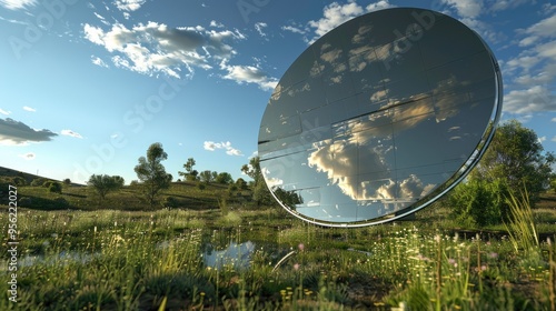 parabolic dish solar energy equipment mirror photo