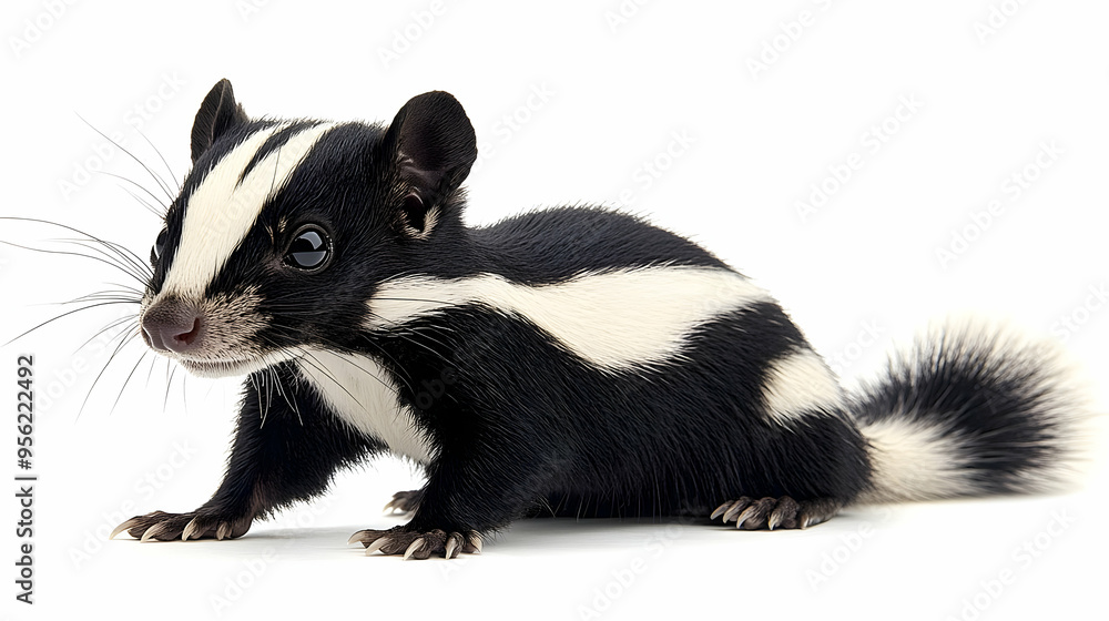 Cute Black and White Striped Baby Skunk Cute Black and White Striped Baby Skunk