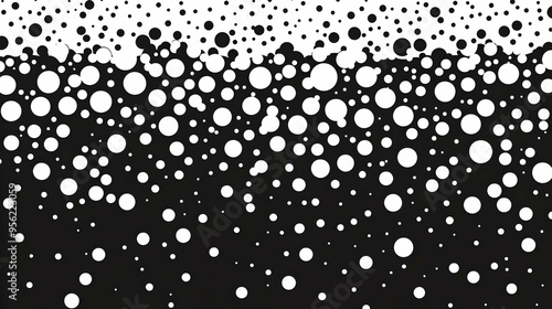 White Polka Dots on Black Background Seamless Pattern