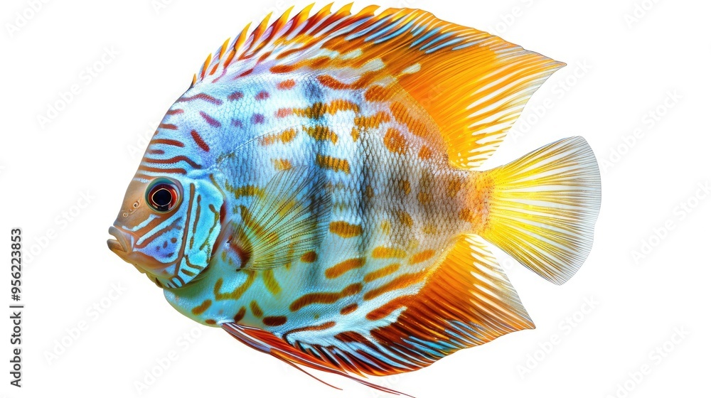 Fototapeta premium Single discus fish cut out