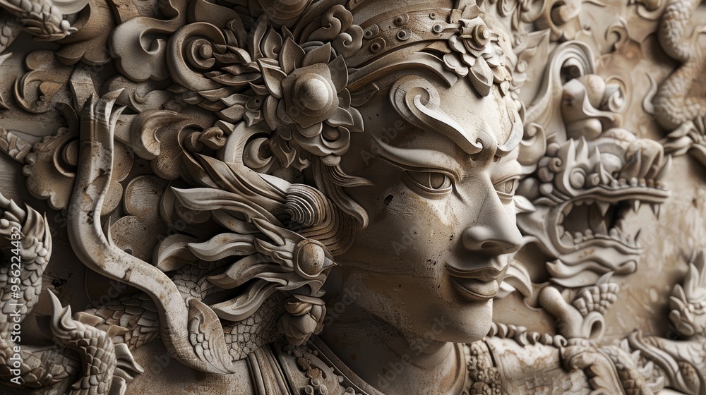 Obraz premium bas relief of asian wayang
