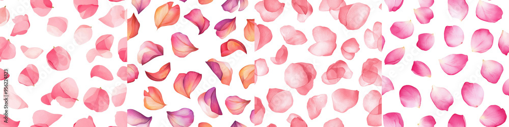 Fototapeta premium This is an isolated rose petal on a white background, SEAMLESS, PATTERN