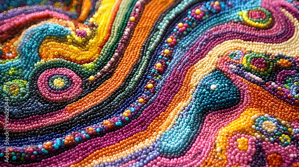 Colorful Beaded Swirl Pattern Texture Background Colorful Beaded Swirl Pattern Texture Background