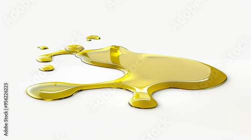 Puddle of olive oil isolated on white background close up