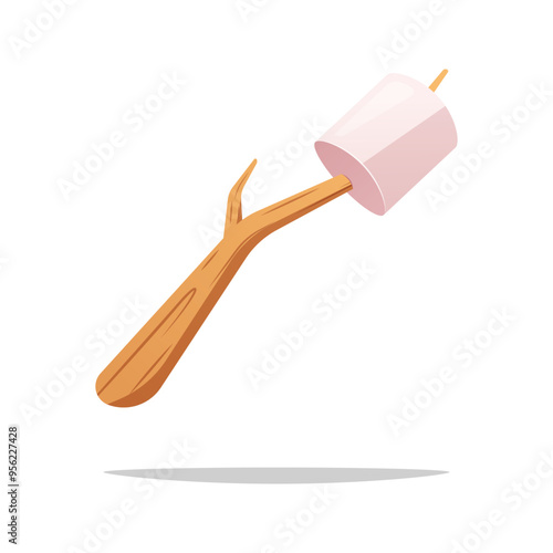 Marshmallow on stick vector isolated on white background.