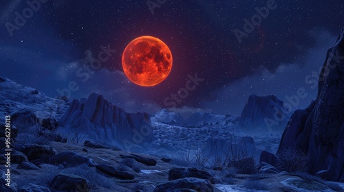 Lunar eclipse blood full moon in the sky photo