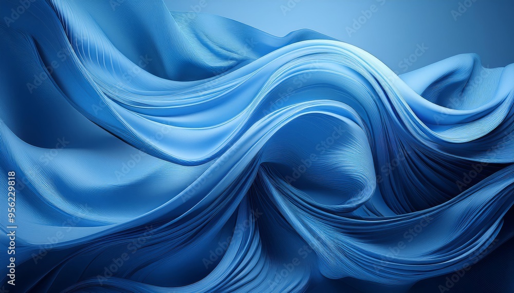 Elegant blue fabric waves creating a serene and calming background ...