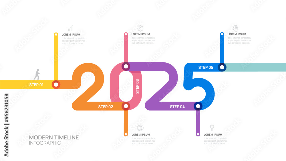 2025 ladder Infographic 5 steps to success growth template. Business process. Vector illustration. 2025 ladder Infographic 5 steps to success growth template. Business process. Vector illustration.