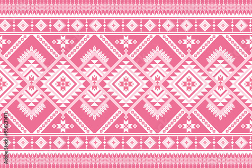 Geometric ethnics pink seamless pattern. African American hobo Aztec Indian for fabric background wallpaper carpet