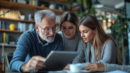 Parents reviewing a co-parenting app's notifications, discussing upcoming school events and adjusting their schedules accordingly.