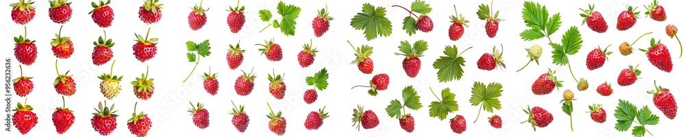 The wild strawberry is isolated on a white background with full depth of field The wild strawberry is isolated on a white background with full depth of field