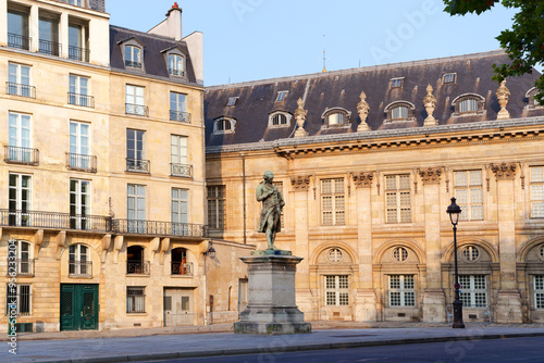 Conti quay and Condorcet statue in the 6th arrondissement of Paris city photo