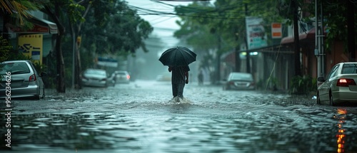 A severe tropical storm with heavy rainfall caused a major flooding  photo