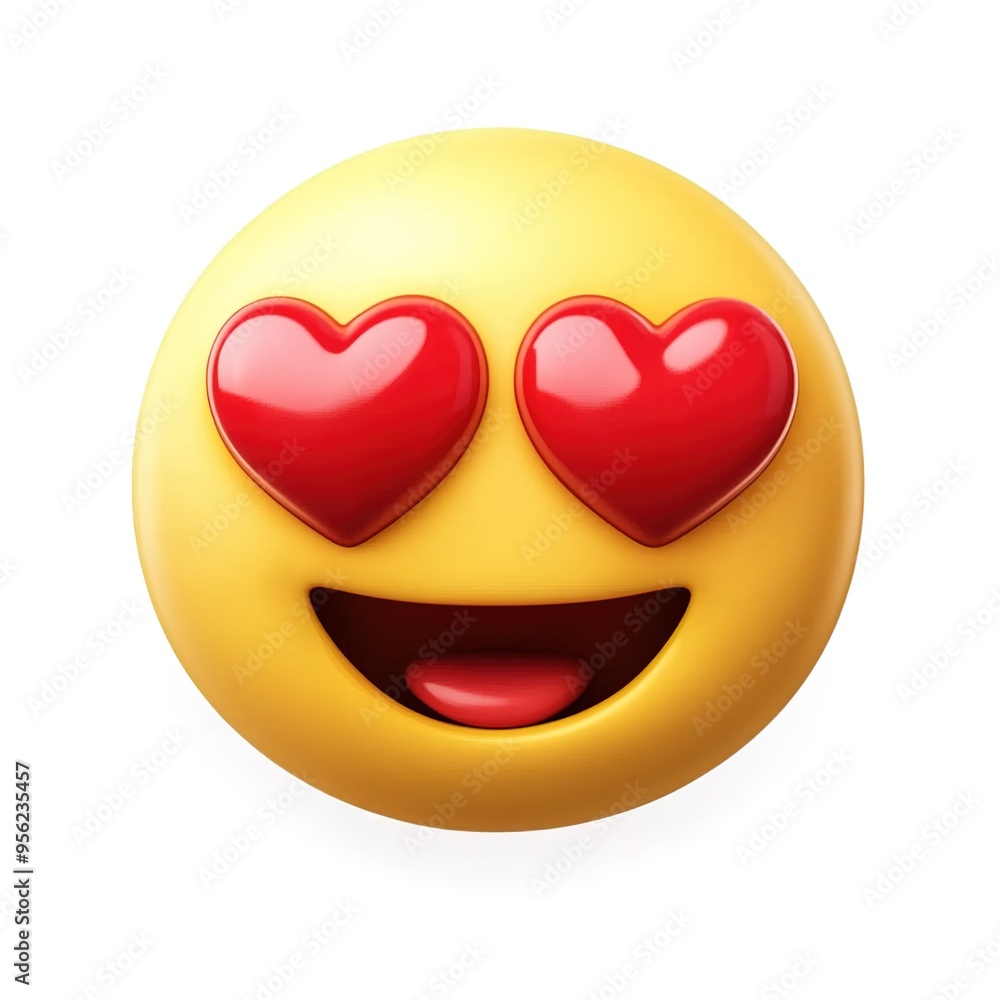 An emoji of the heart-eyes face, on a white background An emoji of the heart-eyes face, on a white background