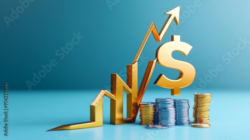 Giant interest rate symbol breaking through a downward arrow, representing market pressure photo