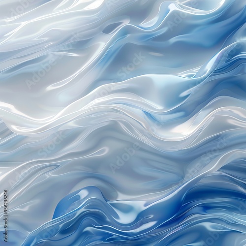 Soft Flowing Fabric in Blue and White Gradient photo