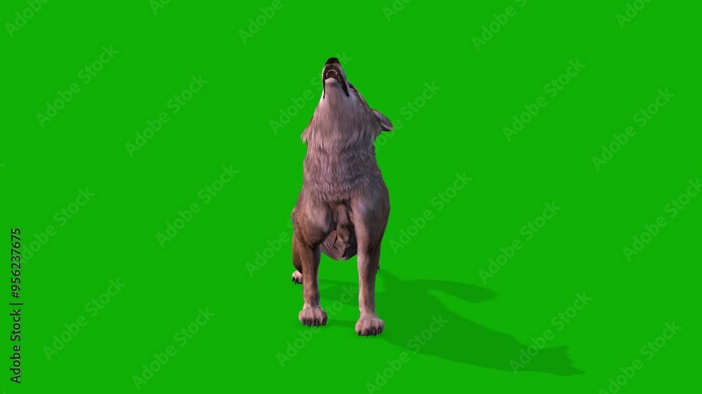 A Clever Fox Howl Scene From Front Side On Green Screen - 3D Rendering Animation A Clever Fox Howl Scene From Front Side On Green Screen - 3D Rendering Animation