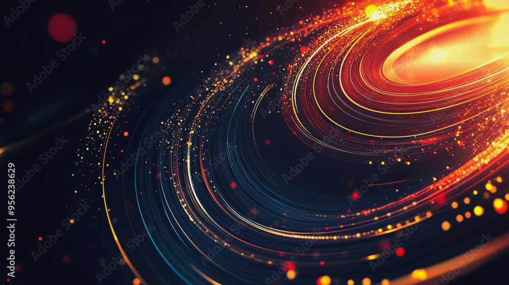 Obraz premium Abstract colorful business connection of lines from nodes It is connected to endless nodes and represents the innovation of communication cyber security in the network with black background