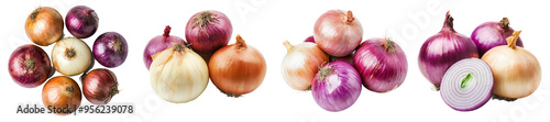 A yellow and red onion on a white background, with a full depth of field