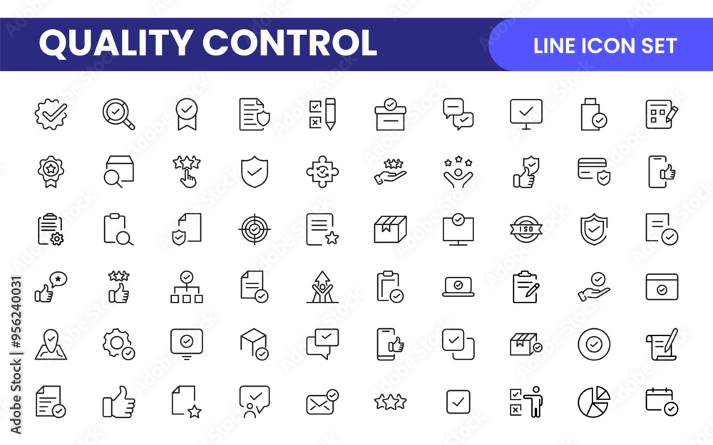 Quality Control line icon set. Included the icons as inspect, QA, qualify, quality control, check, verify, and more. Quality Control line icon set. Included the icons as inspect, QA, qualify, quality control, check, verify, and more.