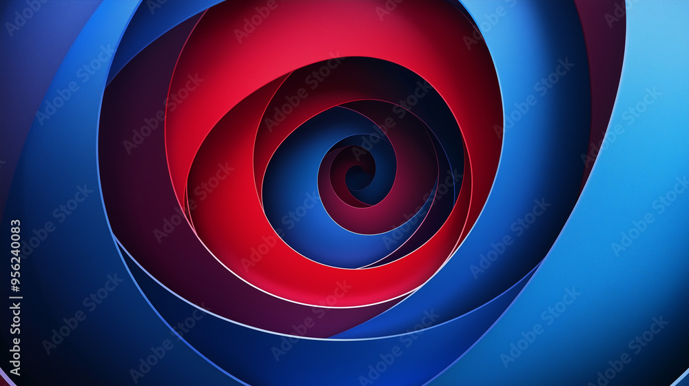 Abstrakcyjne tło z czerwoną i niebieską spiralą orbitującą wokół centralnego punktu. Abstrakcyjne tło z czerwoną i niebieską spiralą orbitującą wokół centralnego punktu.