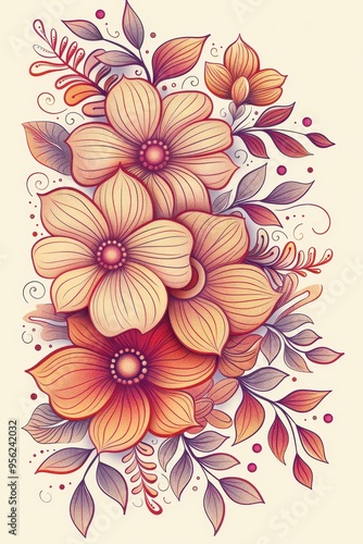 Delicate Floral Bouquet in Watercolor Style