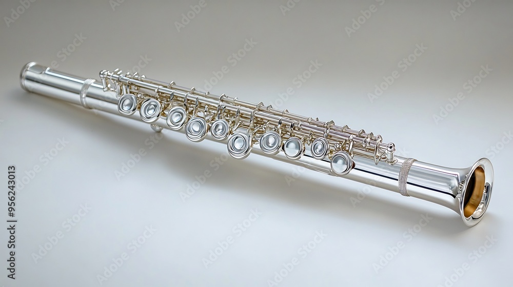 Fototapeta premium Flute silver finish elegant key design and reflective surface
