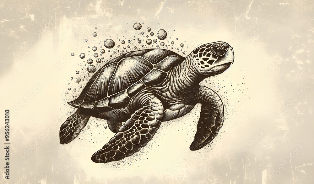 Fototapeta premium Watercolor painting of a sea turtle