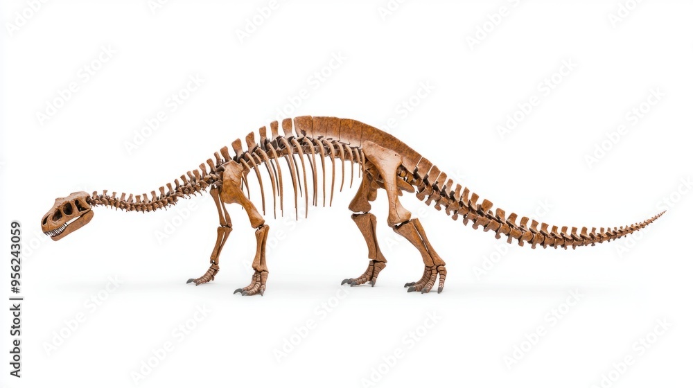 Majestic Diplodocus Fossil Silhouette on White Background - Paleontology and History Concept Majestic Diplodocus Fossil Silhouette on White Background - Paleontology and History Concept