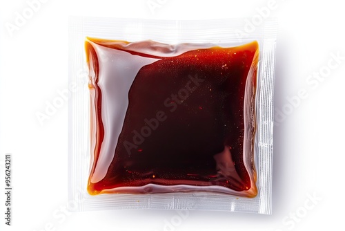 Single-serving sauce packet on white. Perfect for food packaging or restaurant marketing.
