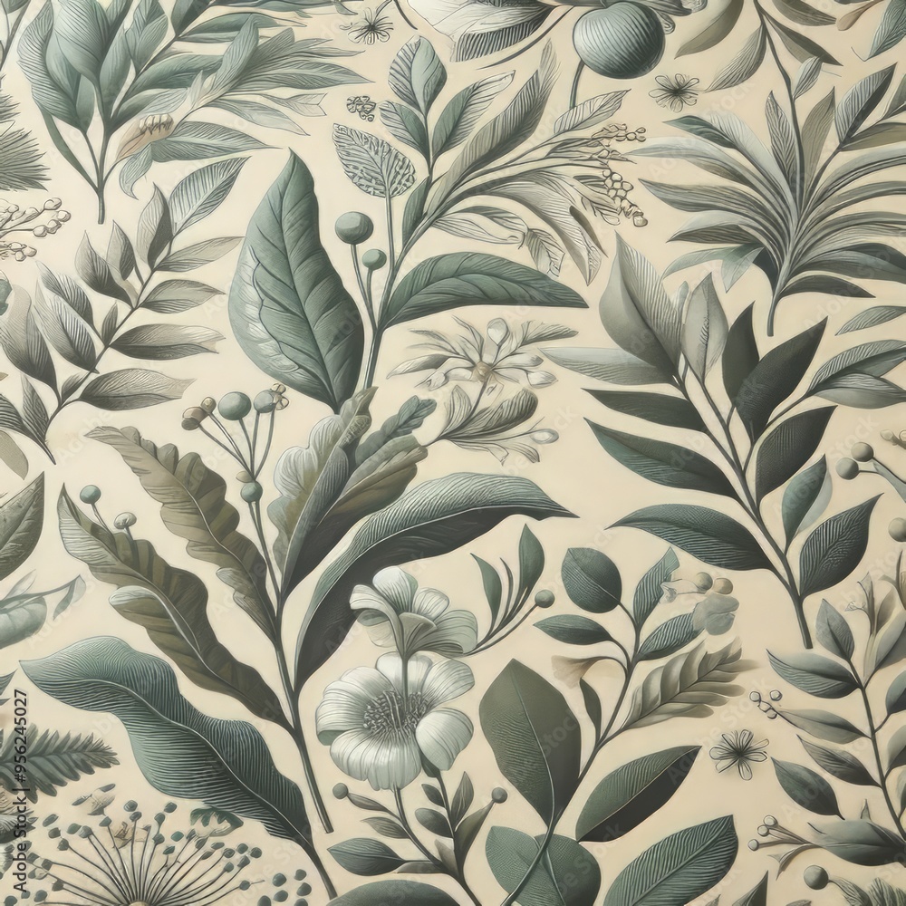 74 17 Botanical print oilcloth Oilcloth featuring botanical patt 74 17 Botanical print oilcloth Oilcloth featuring botanical patt