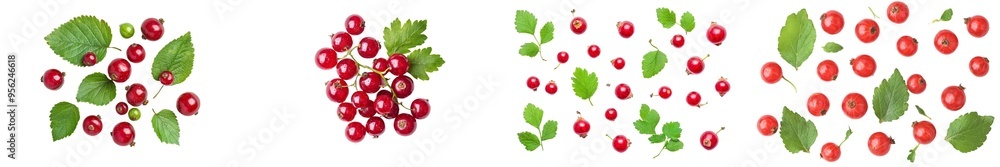 In full depth of field, red currant isolated on white In full depth of field, red currant isolated on white