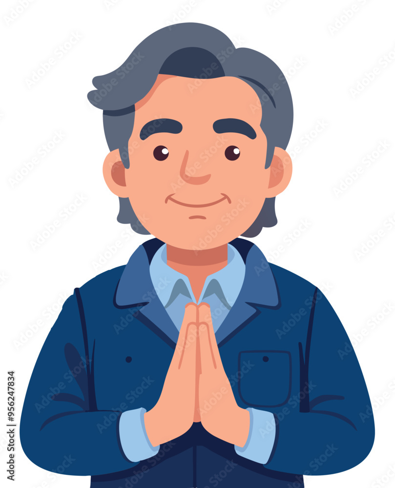 Senior worker man standing and clapping hands Senior worker man standing and clapping hands