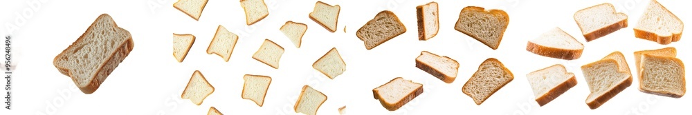 Sliced bread falling on white background, selective focus, isolated Sliced bread falling on white background, selective focus, isolated